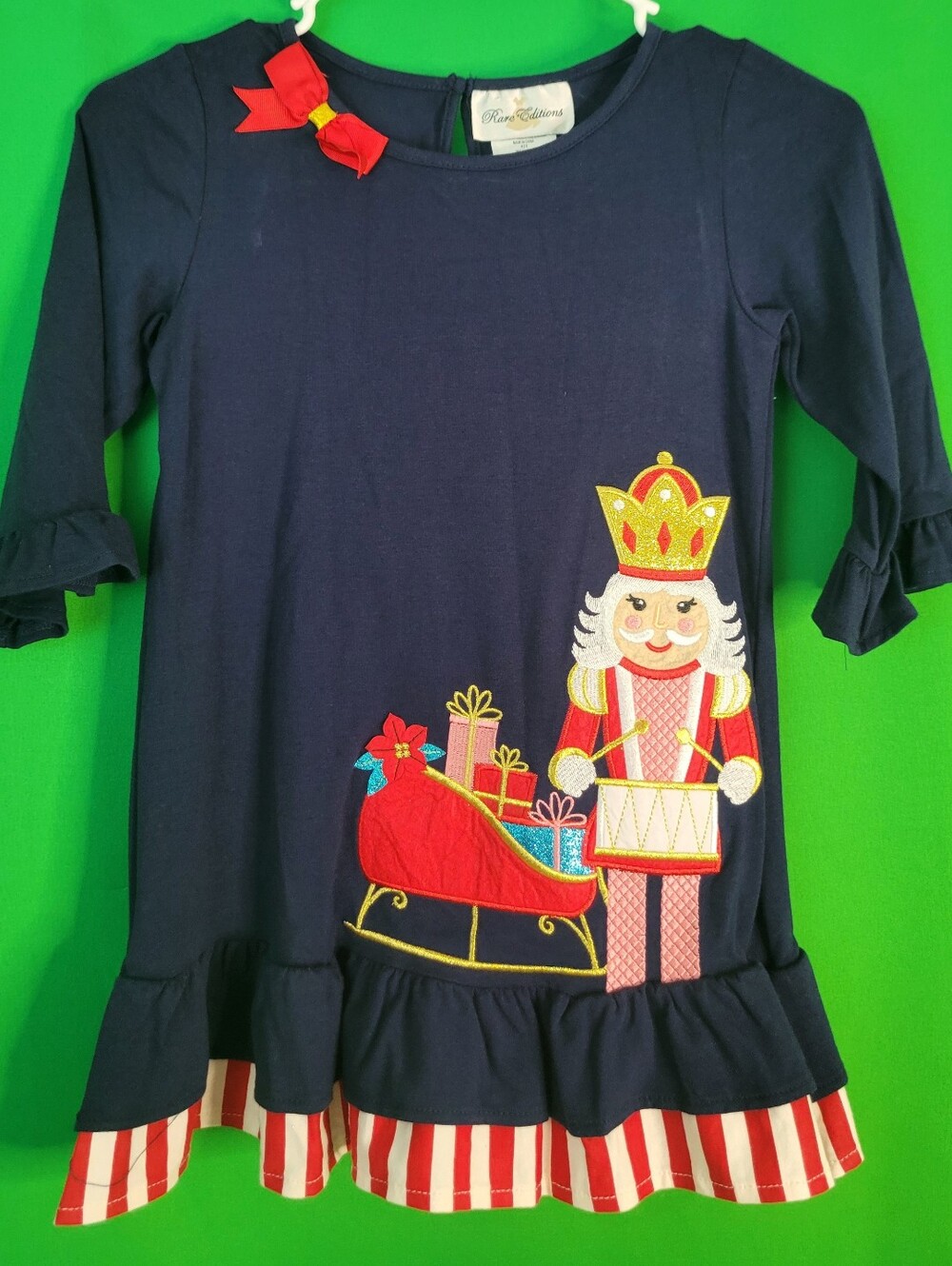 Rare Editions Navy Nutcracker Dress Sz 8 Girl Christmas Holiday Presents Outfit